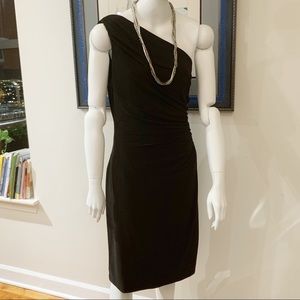 Lauren Ralph Lauren One-shoulder Dress, Sz 10, Blk